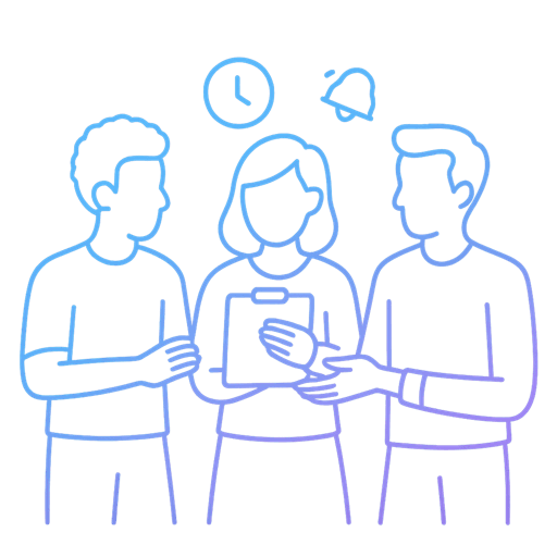 Service professionals collaborating and meeting with clients